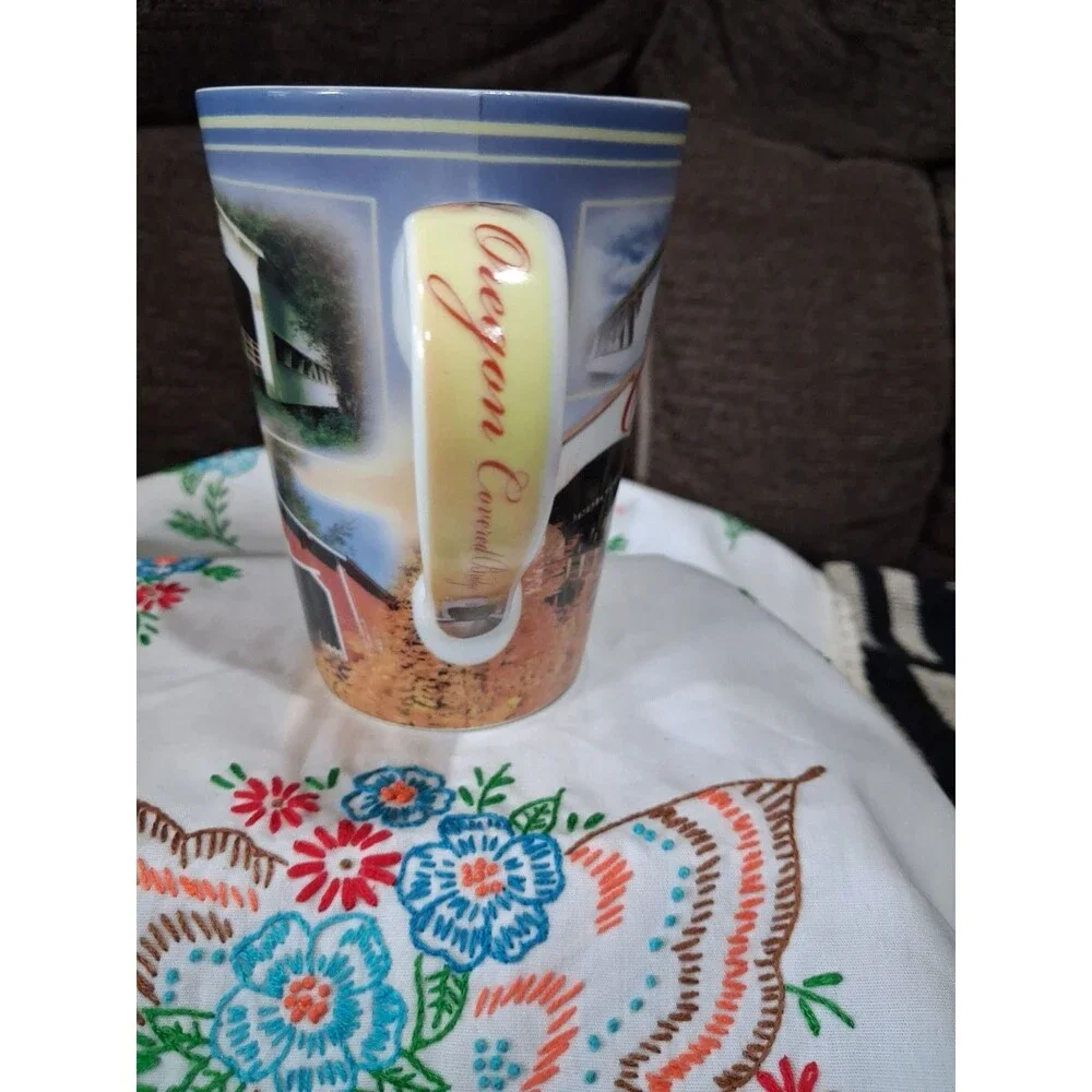 Vintage Mug, Oregon Covered Bridges, 14 Oz